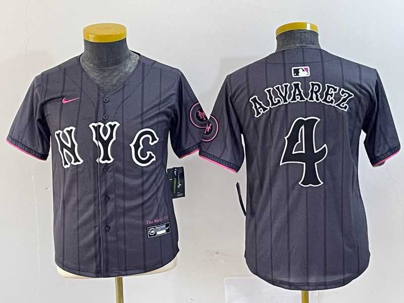 Youth New York Mets #4 Francisco Alvarez Gray 2024 City Connect Cool Base Stitched Jersey->mlb womens jerseys->MLB Jersey